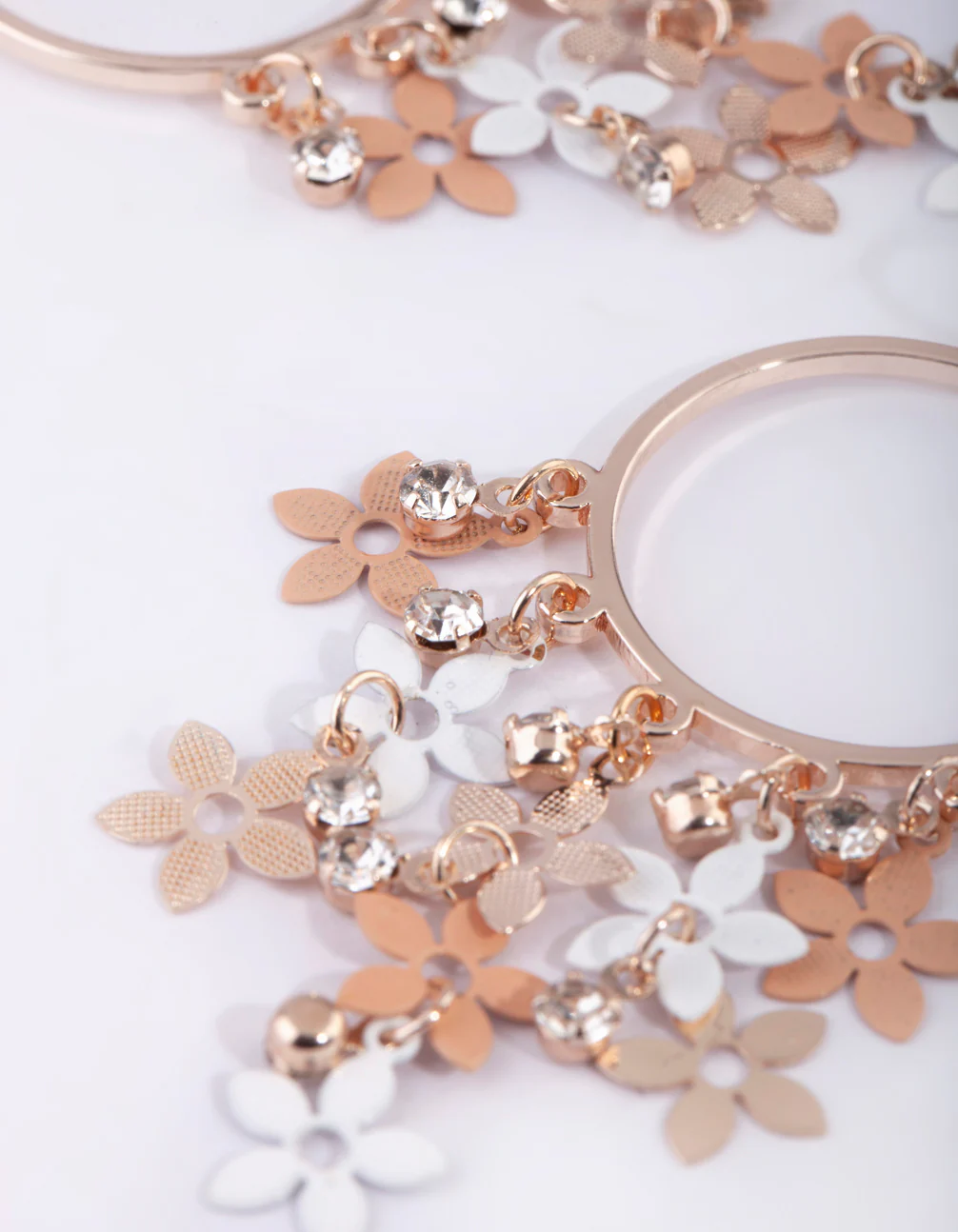 Rose Gold Cascading Flower Drop Earrings - Image 3