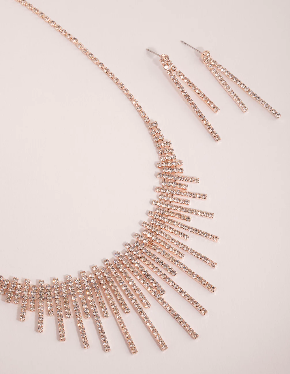 Rose Gold Statement Cup Chain Earring & Necklace Set