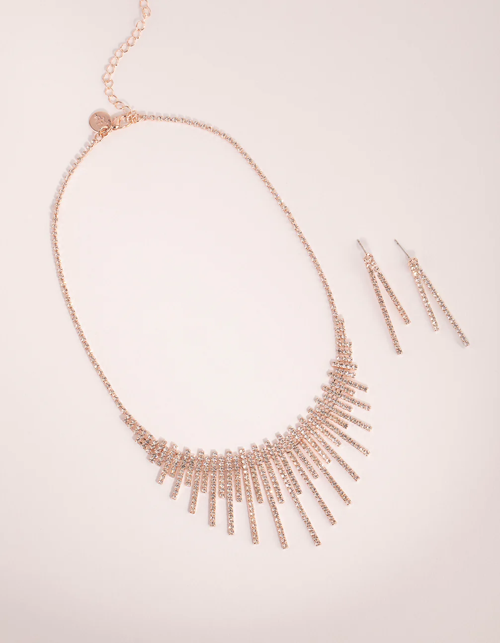 Rose Gold Statement Cup Chain Earring & Necklace Set - Image 2
