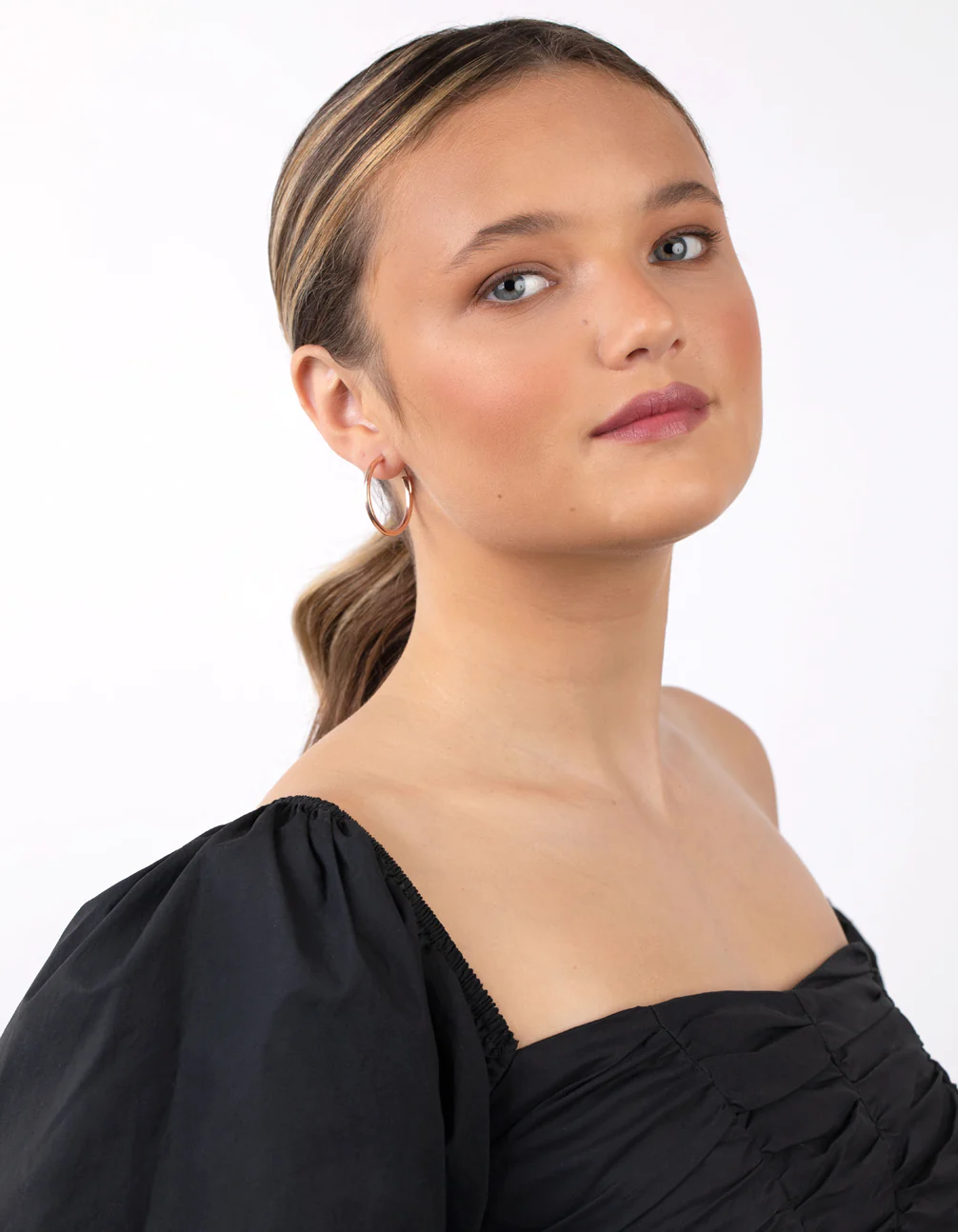 Rose Gold Plated Sterling Silver 25mm Thick Hoop Earrings - Image 5