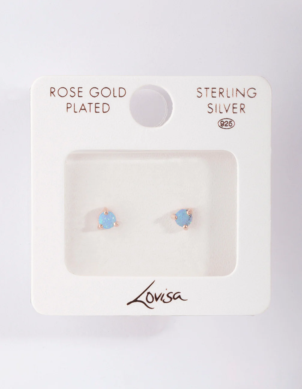 Rose Gold Plated Sterling Silver 3 Claw Opal Stud Earrings