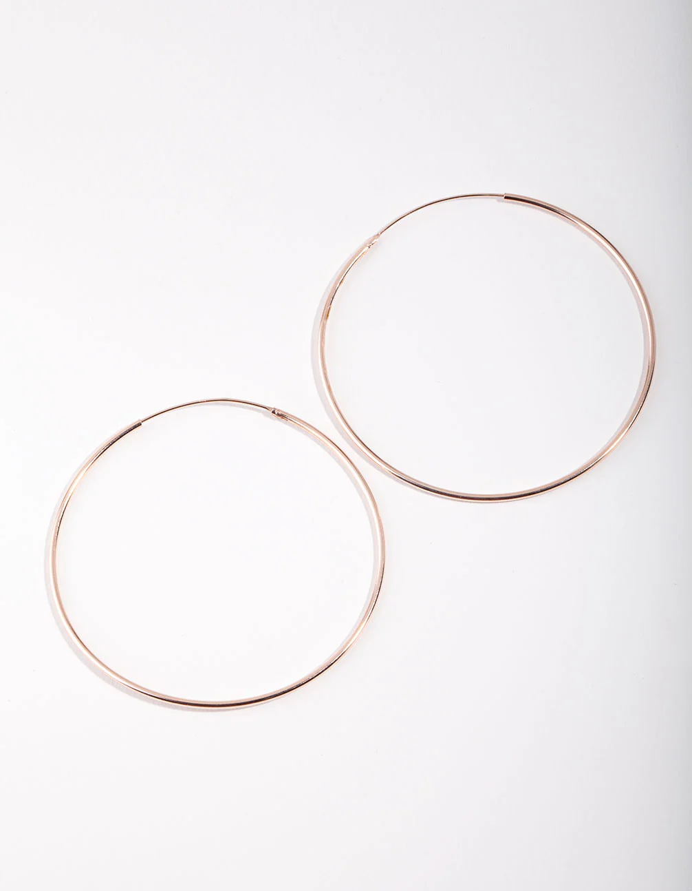 Rose Gold Plated Sterling Silver 50mm Plain Hoop Earrings - Image 2
