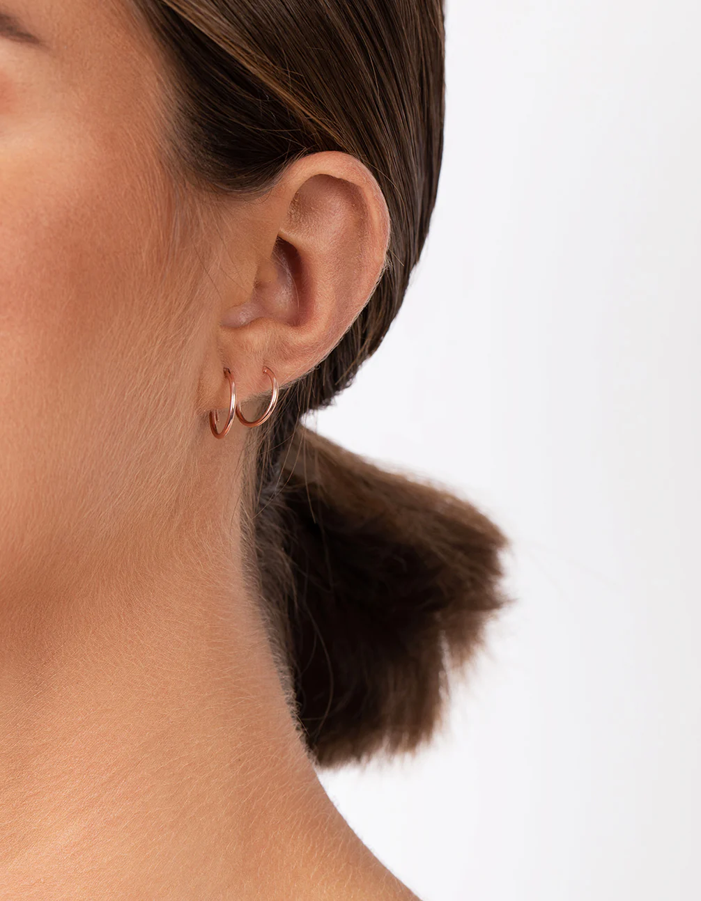 Rose Gold Plated Sterling Silver Plain Hoop Earring Pack - Image 2