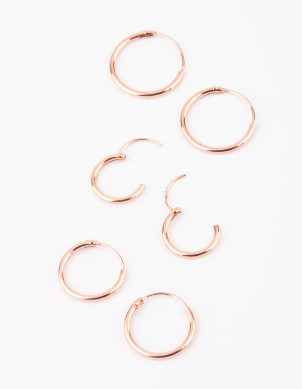 Rose Gold Plated Sterling Silver Plain Hoop Earring Pack - Image 3
