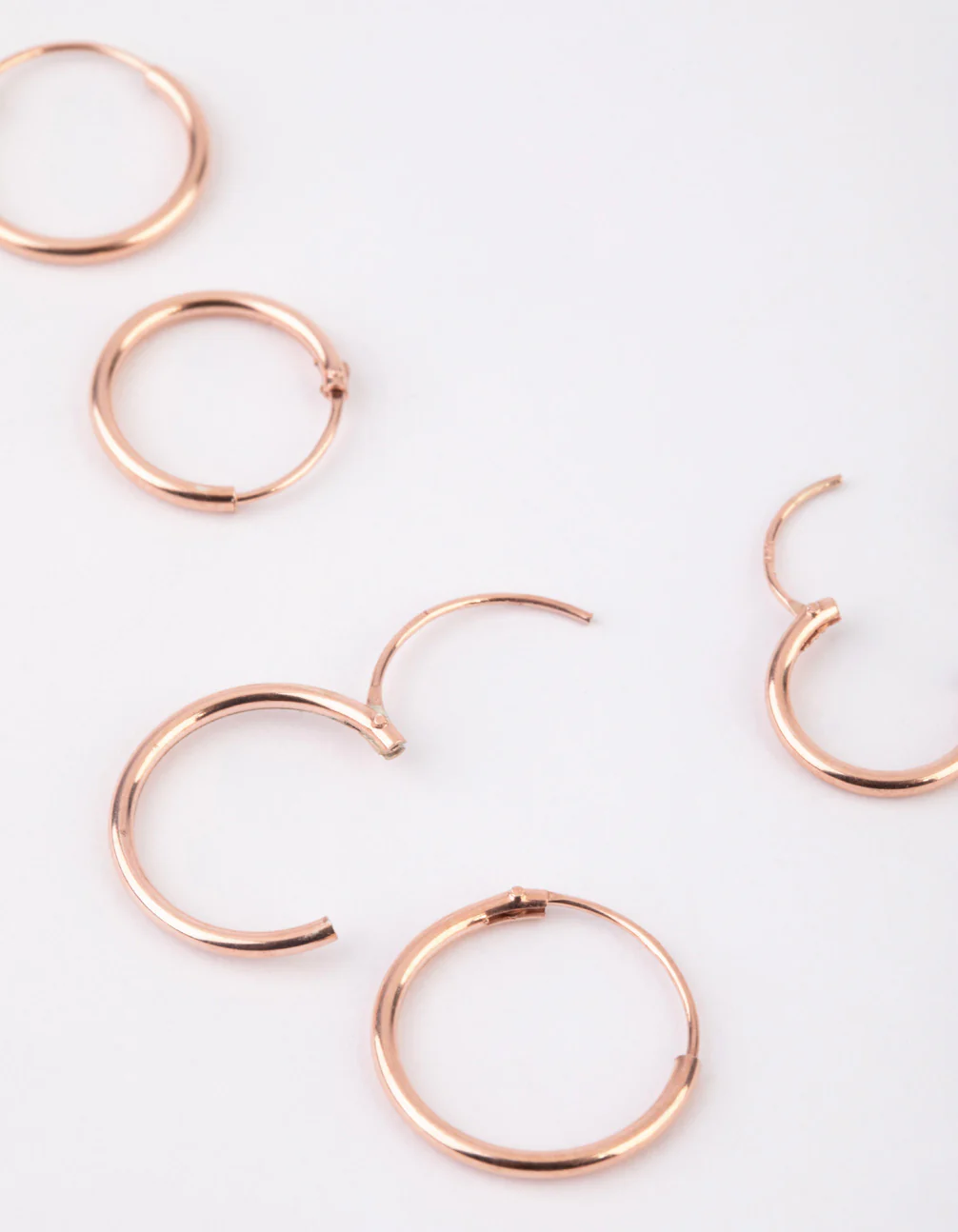 Rose Gold Plated Sterling Silver Plain Hoop Earring Pack - Image 4
