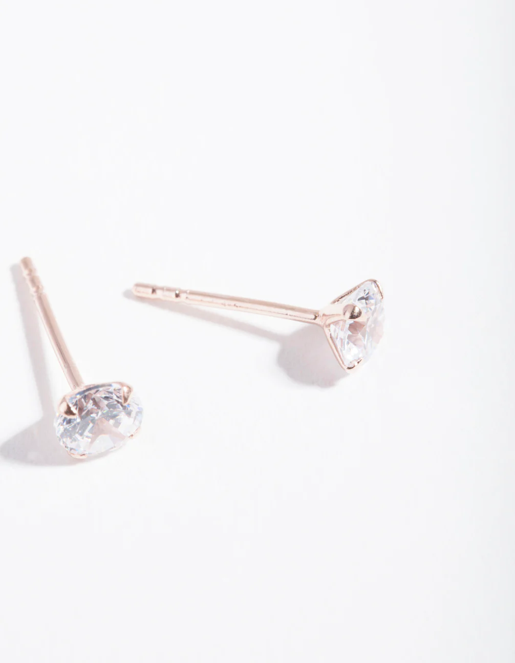 Rose Gold Plated Sterling Silver Cubic Zirconia 1/2 Carat Stud Earrings - Image 4