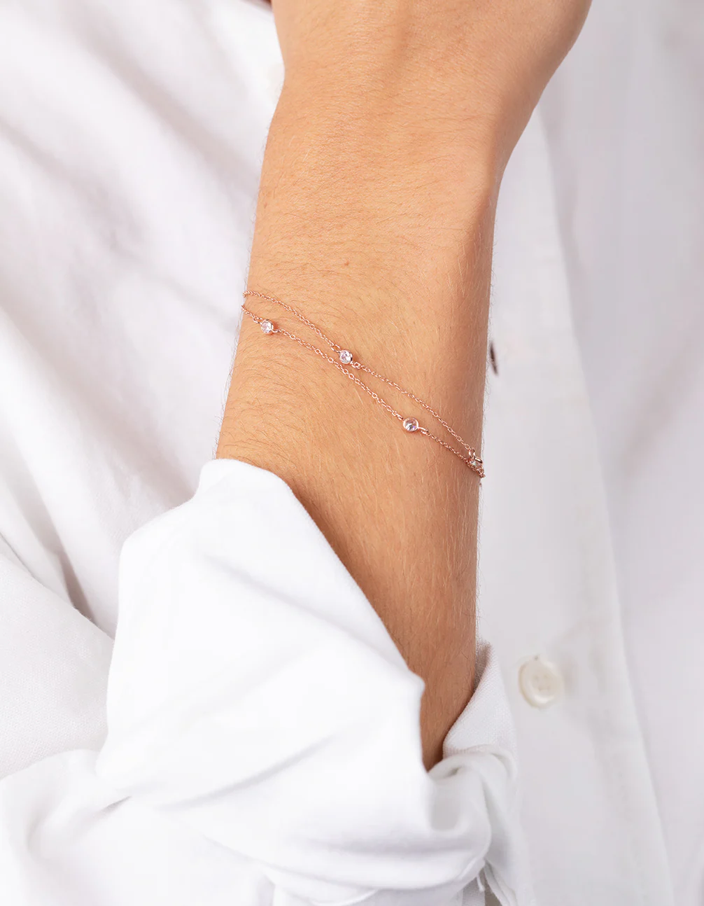 Rose Gold Plated Sterling Silver Cubic Zirconia Bracelet/Anklet - Image 4
