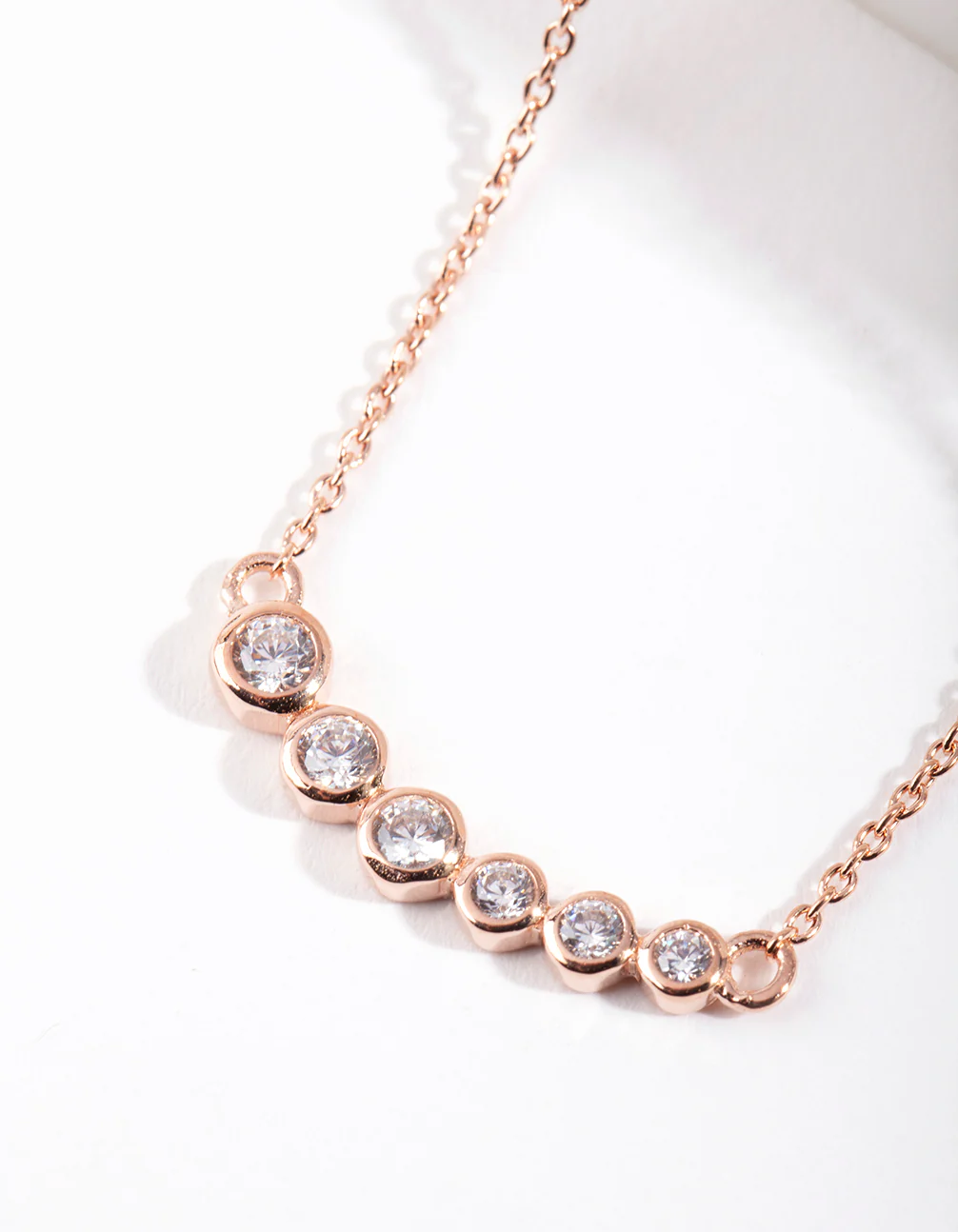 Rose Gold Plated Sterling Silver Cubic Zirconia Smile Necklace - Image 2