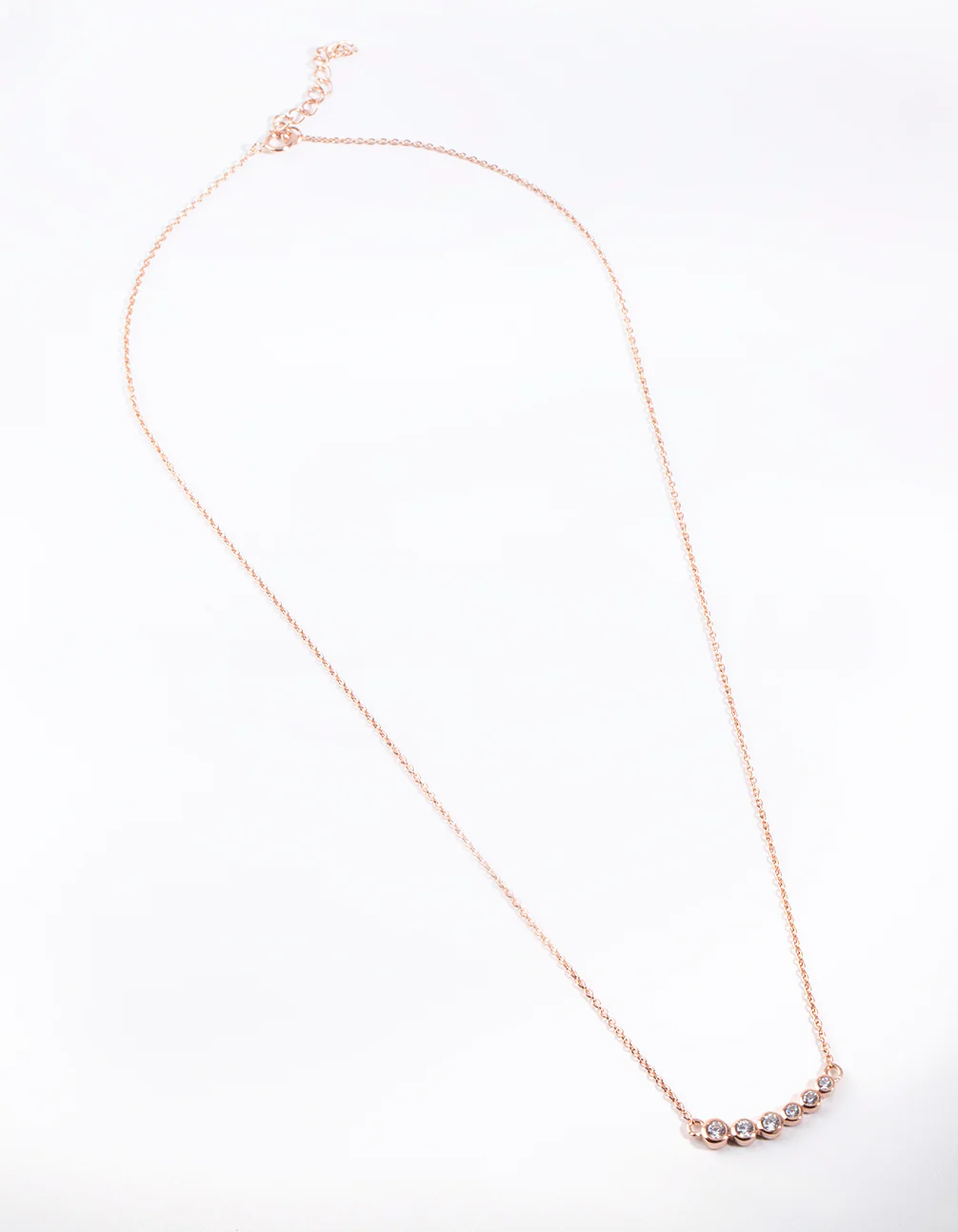 Rose Gold Plated Sterling Silver Cubic Zirconia Smile Necklace - Image 3