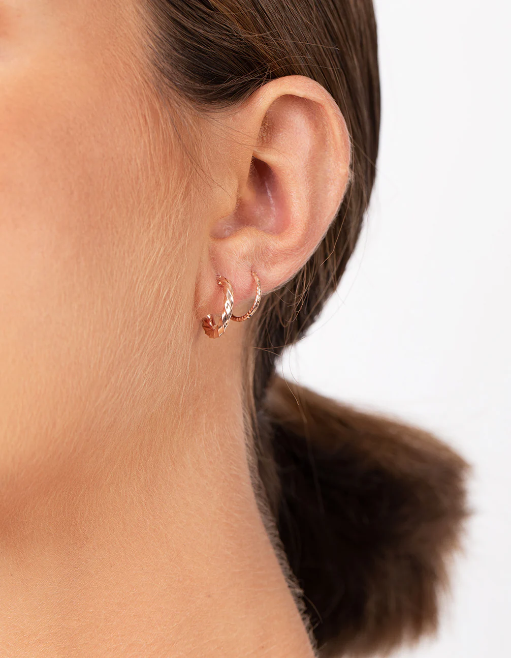 Rose Gold Plated Sterling Silver Textured Earring Pack - Image 2