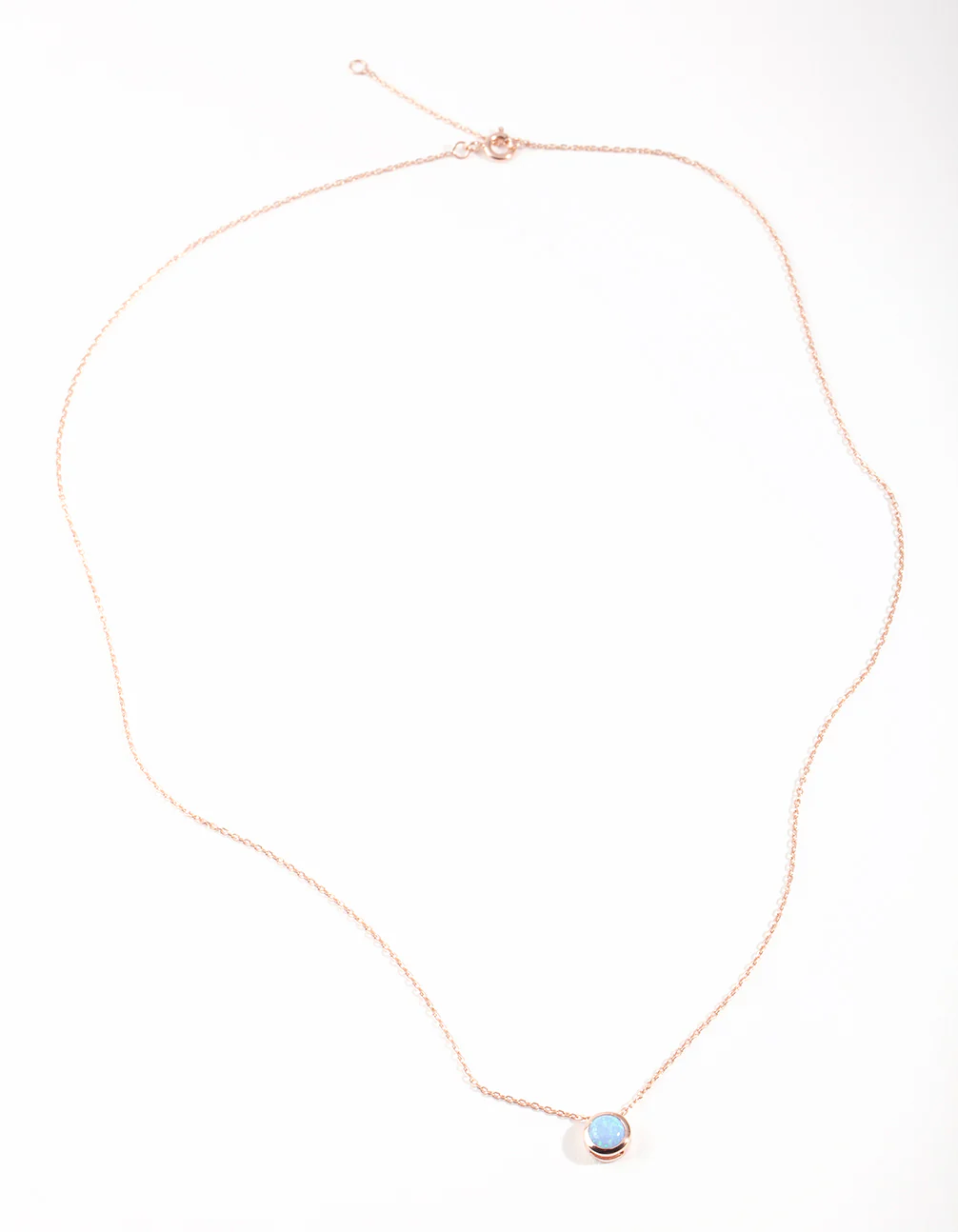 Rose Gold Plated Sterling Silver Synthetic Opal Bezel Pendant Necklace - Image 3