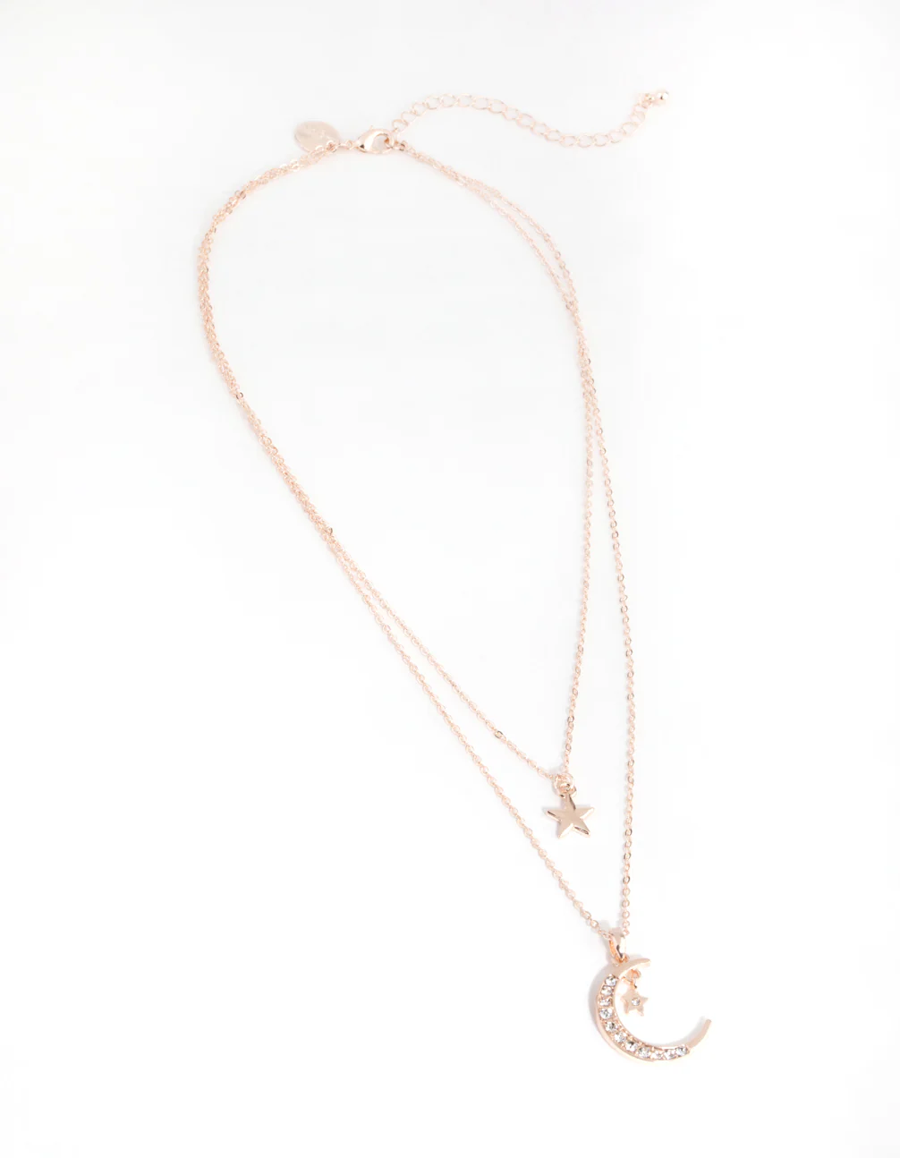 Rose Gold Diamante Moon & Star Necklace - Image 2
