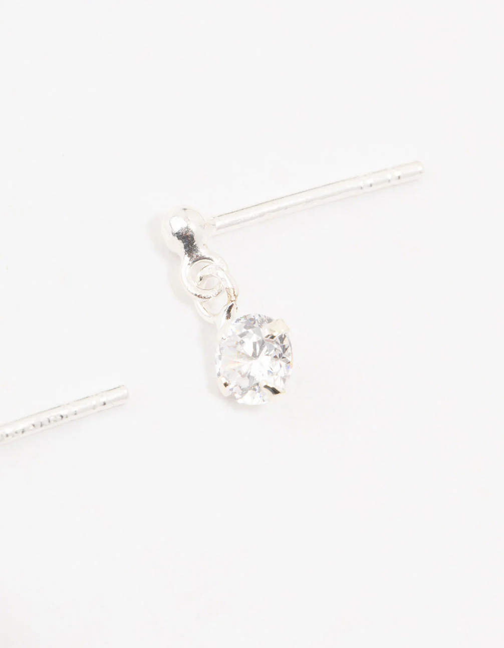 Round Cubic Zirconia Drop Sterling Silver Earrings - Image 5