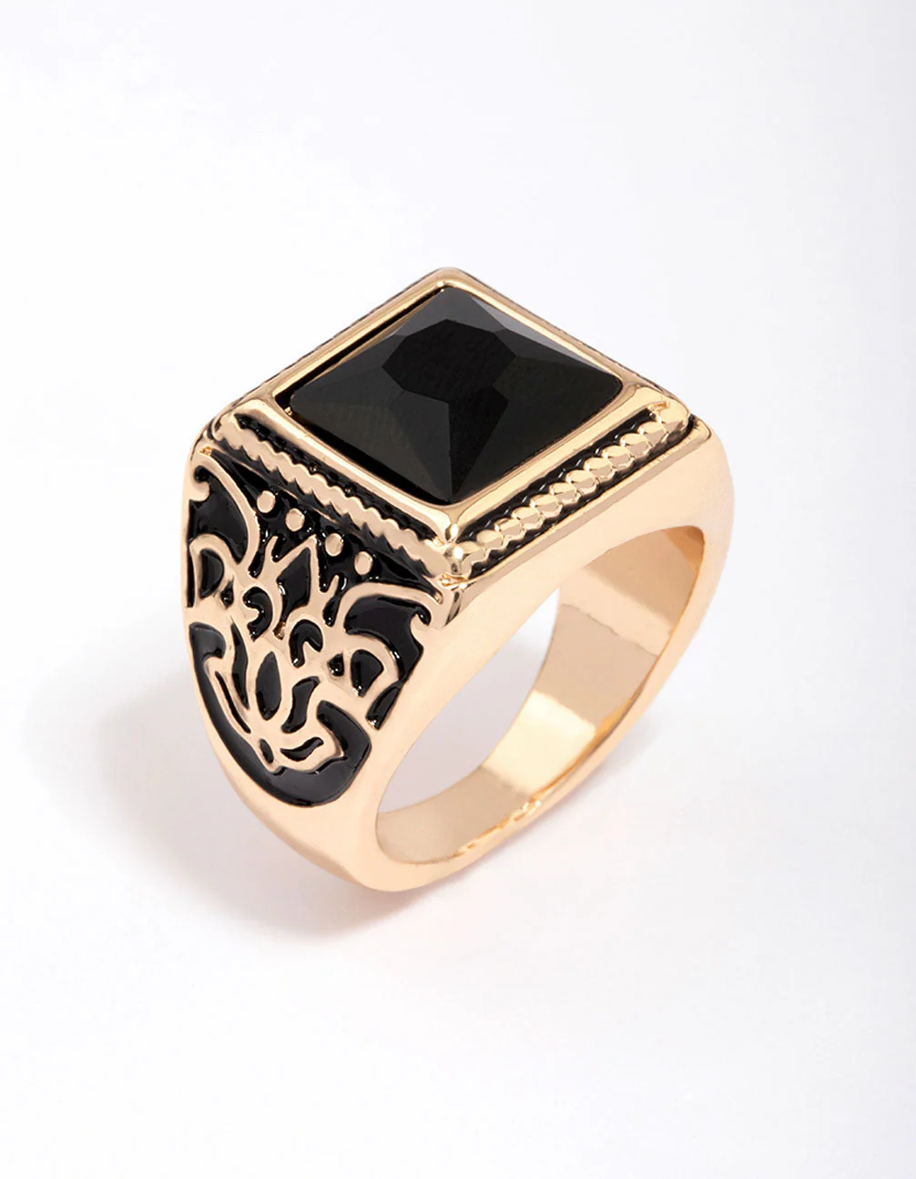 Antique Gold Square Black Antique Ring - Image 2