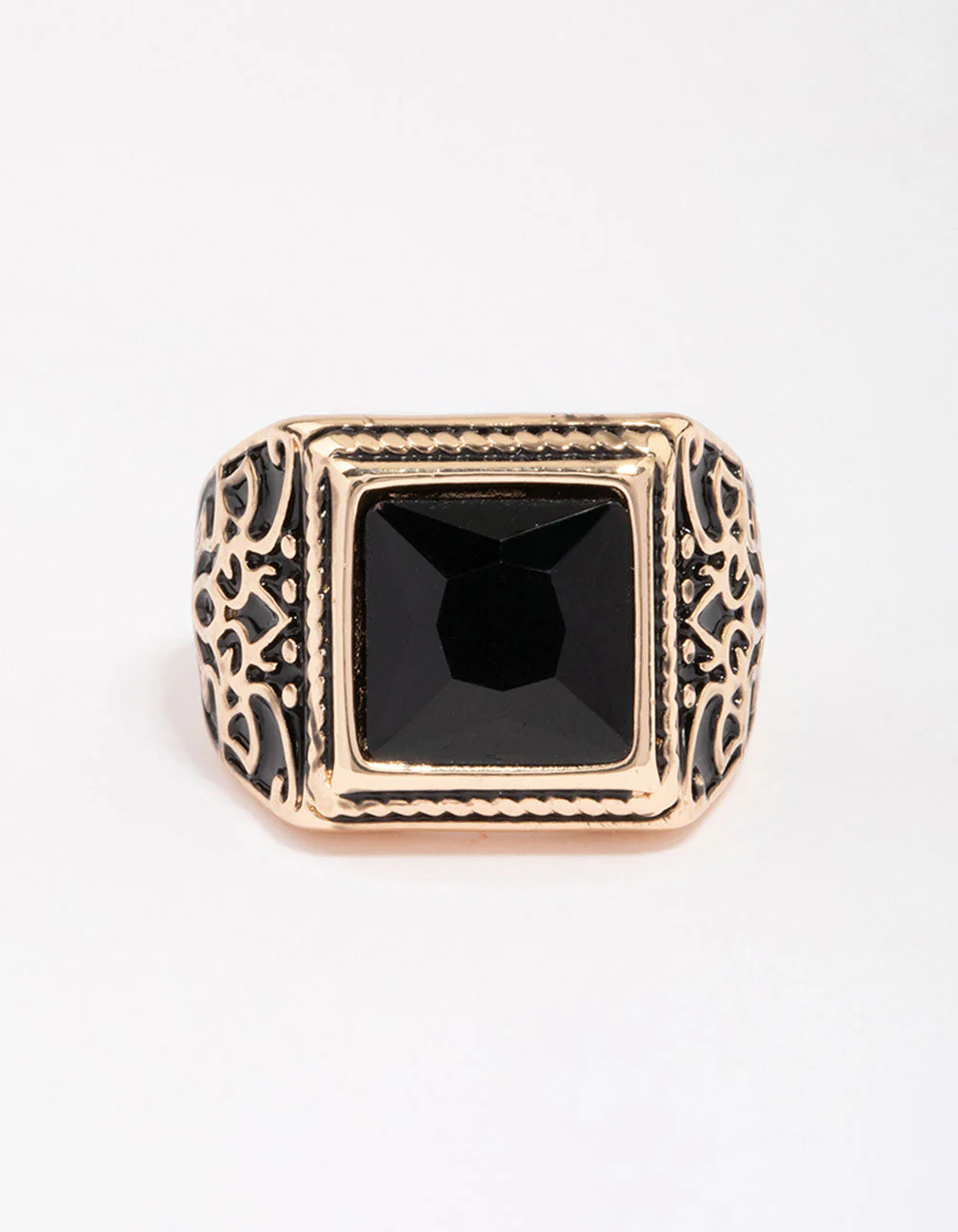 Antique Gold Square Black Antique Ring - Image 3