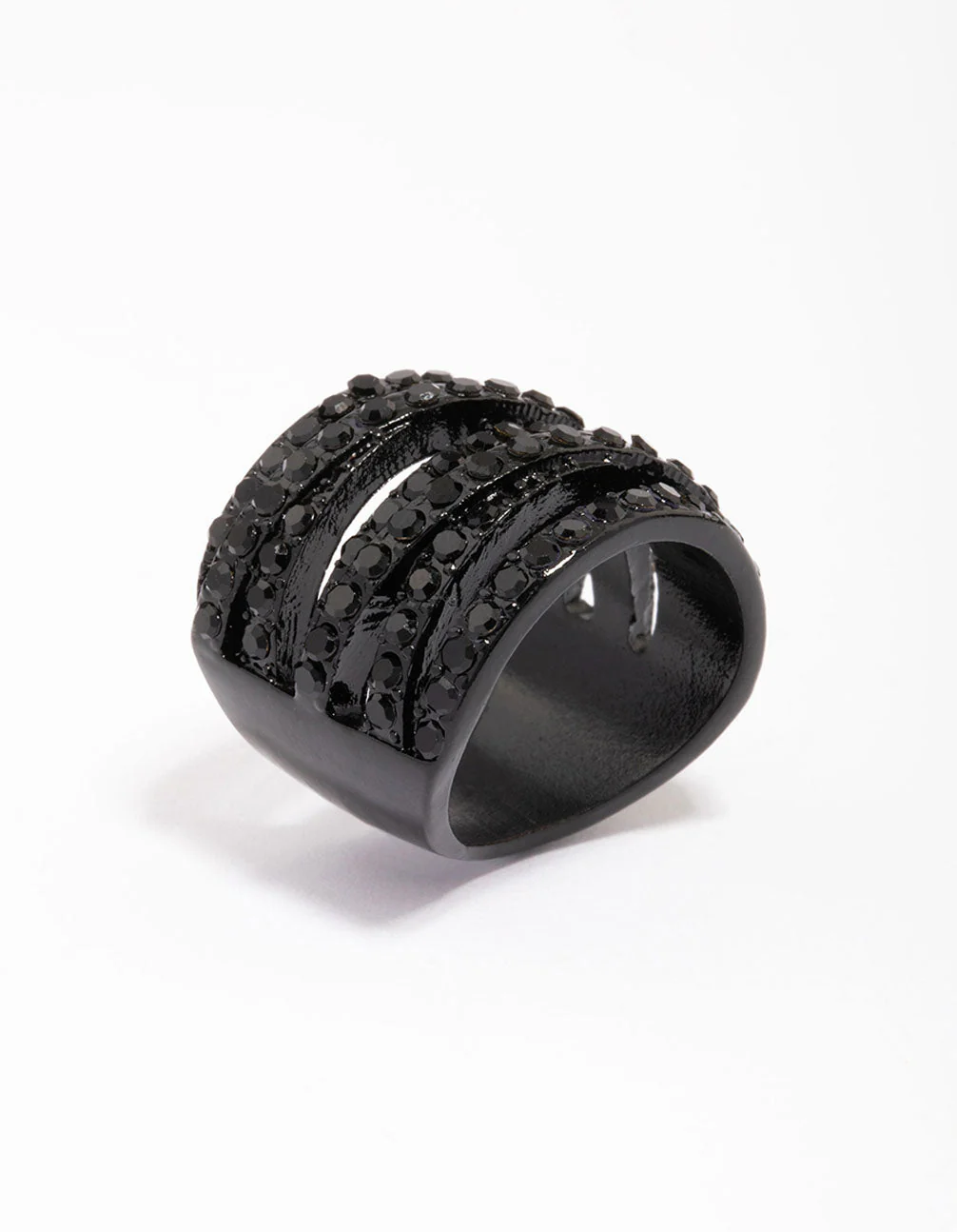 Black Coated Layered Band Ring - Image 2