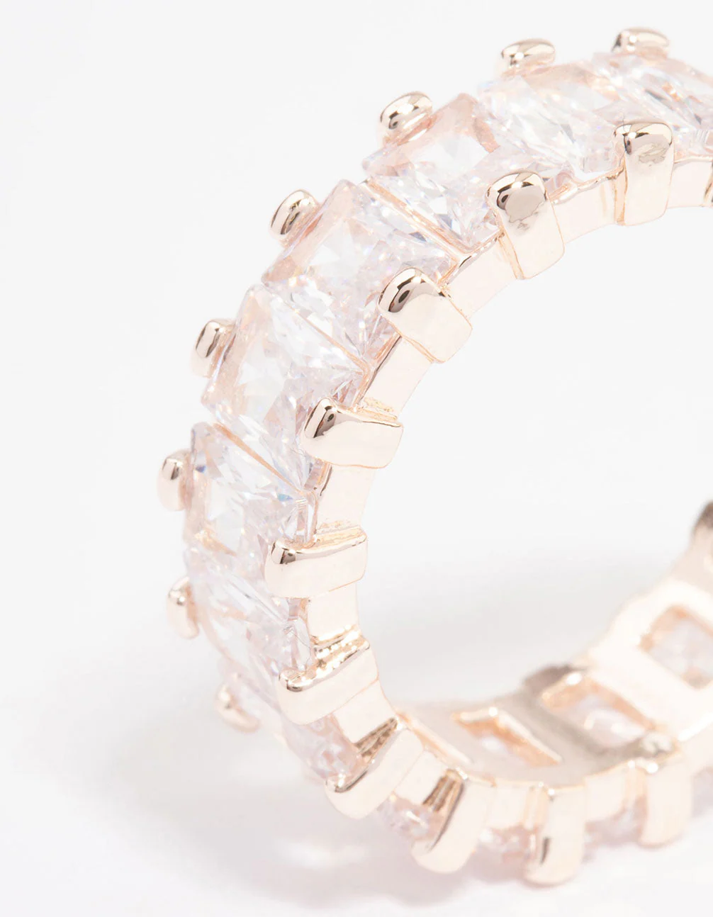 Rose Gold Plated Cubic Zirconia Rectangle Band Ring - Image 3