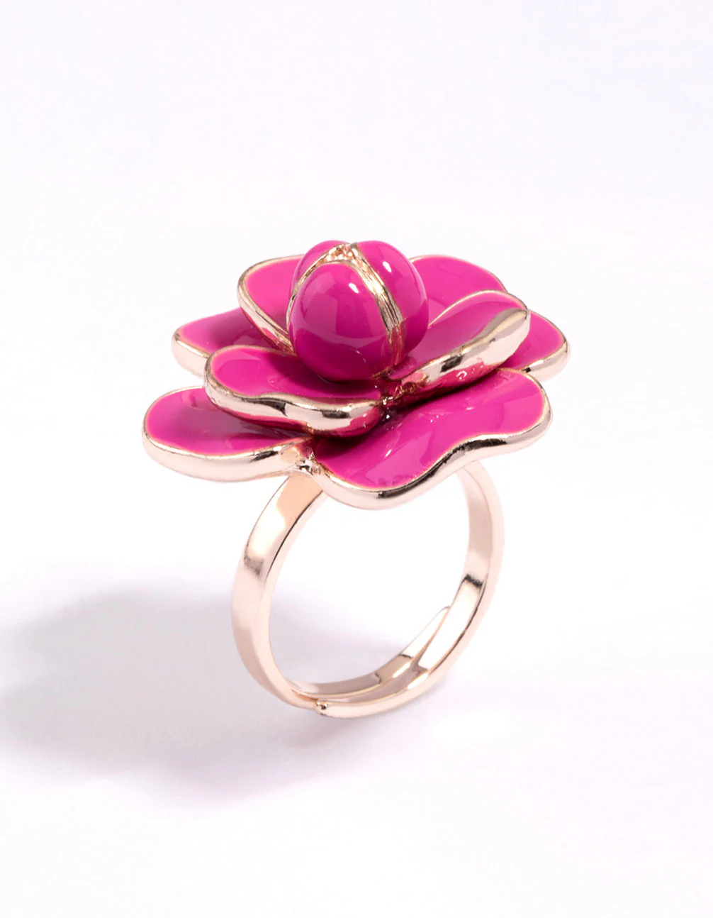 Rose Gold Enamel Flower Ring - Image 2