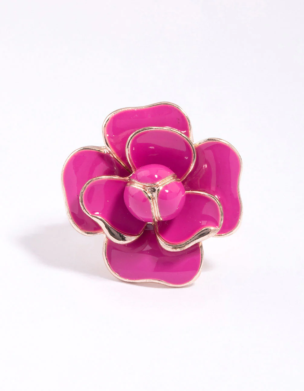 Rose Gold Enamel Flower Ring - Image 3