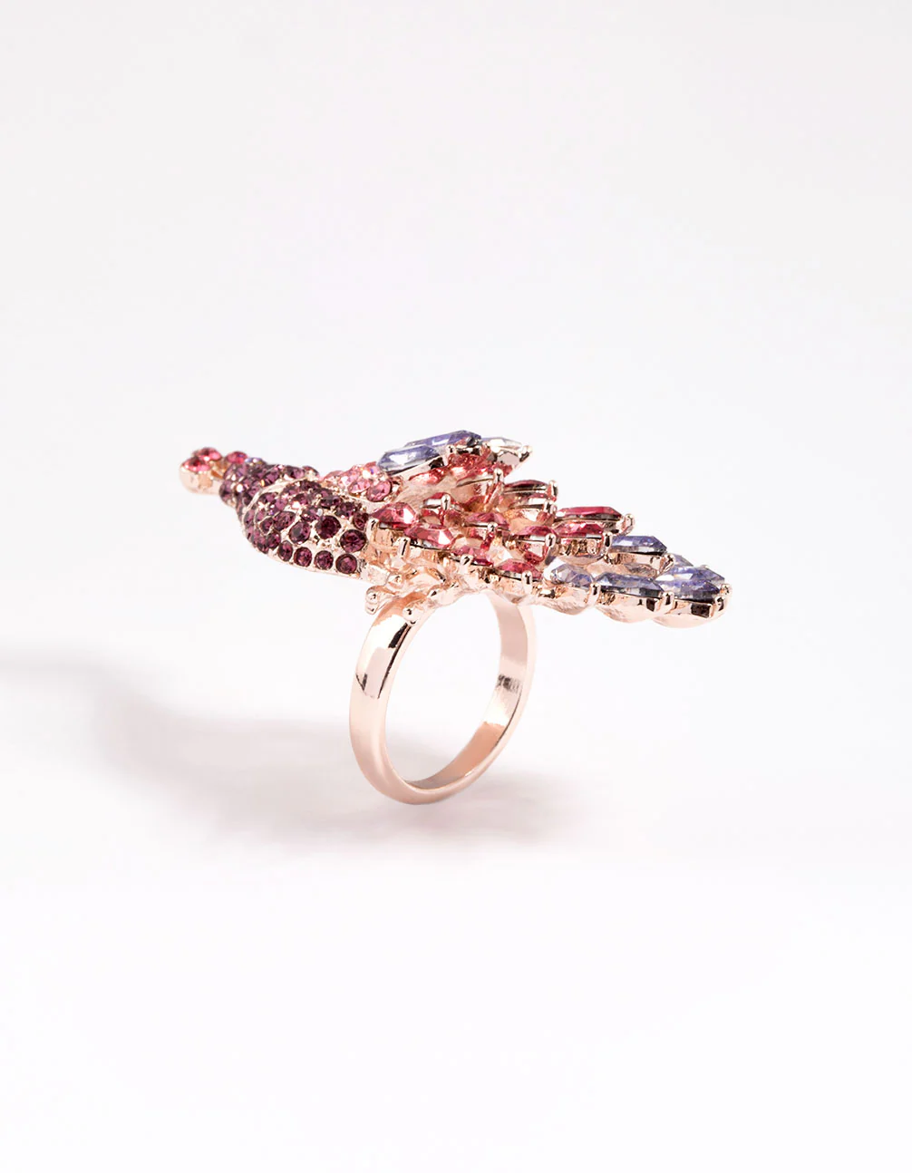 Rose Gold Sparkly Peacock Ring - Image 2