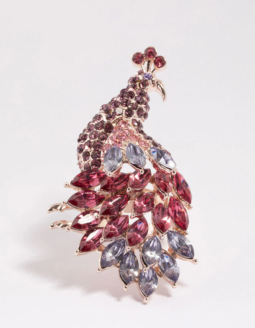 Rose Gold Sparkly Peacock Ring - Image 3