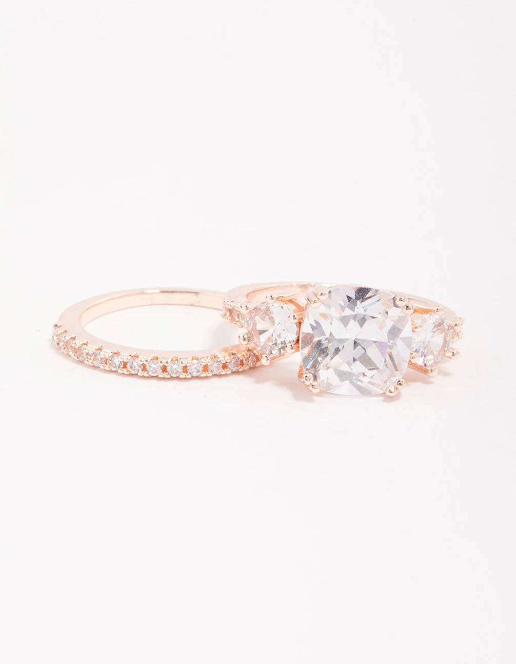 Rose Gold Triple Stone Ring Set - Image 2