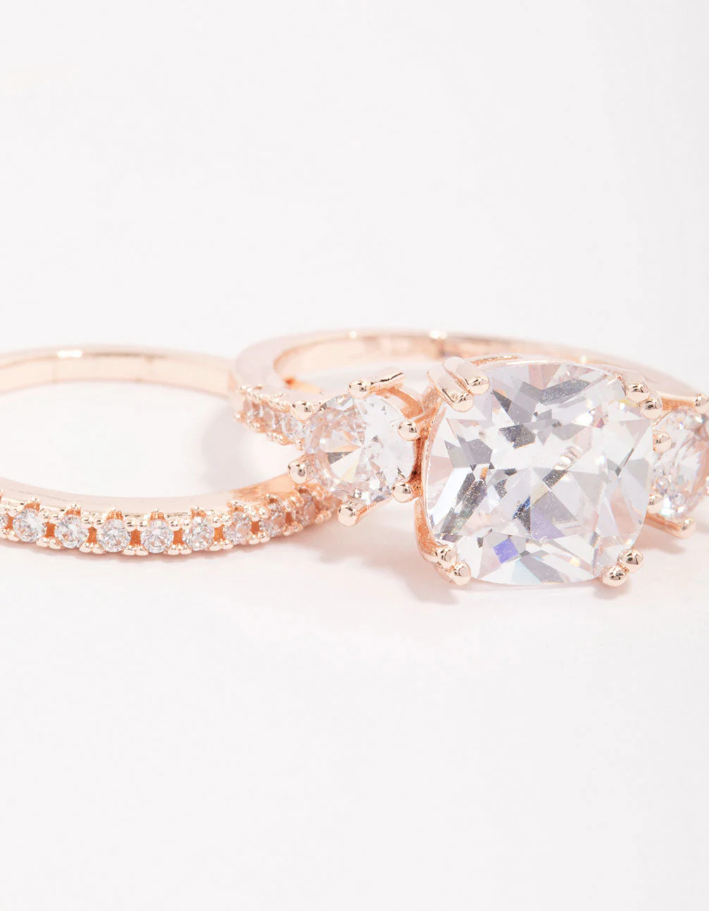 Rose Gold Triple Stone Ring Set - Image 3