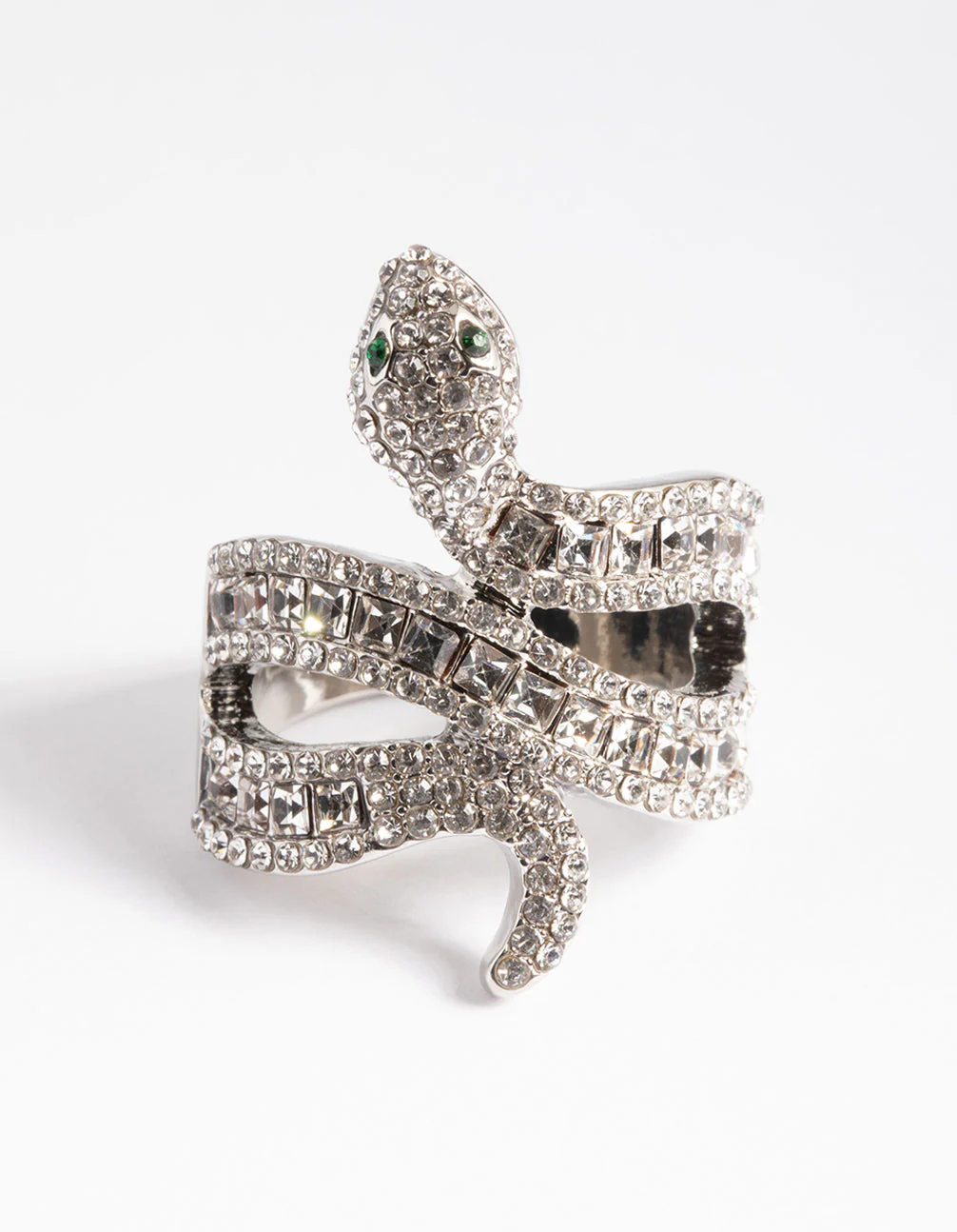 Rhodium Baguette Snake Ring - Image 2