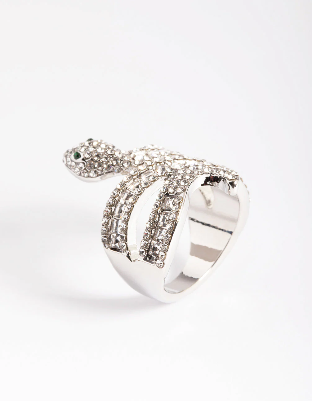 Rhodium Baguette Snake Ring - Image 3