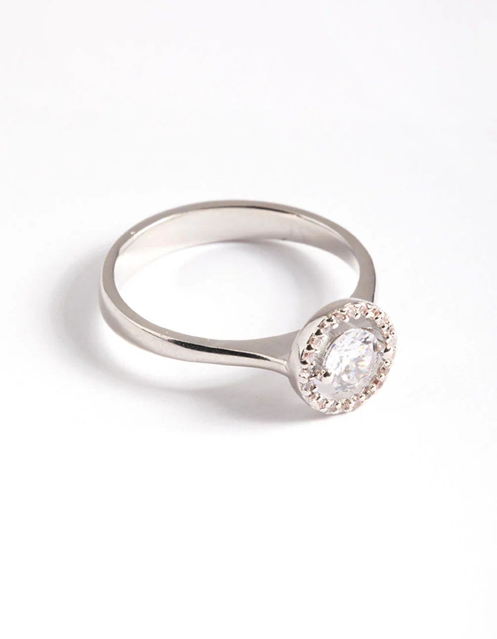 Silver Cubic Zirconia Centre Stone with Halo Ring - Image 2