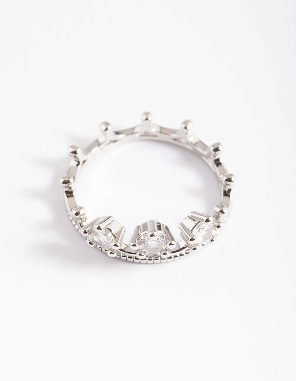Silver Cubic Zirconia Crown Ring - Image 2