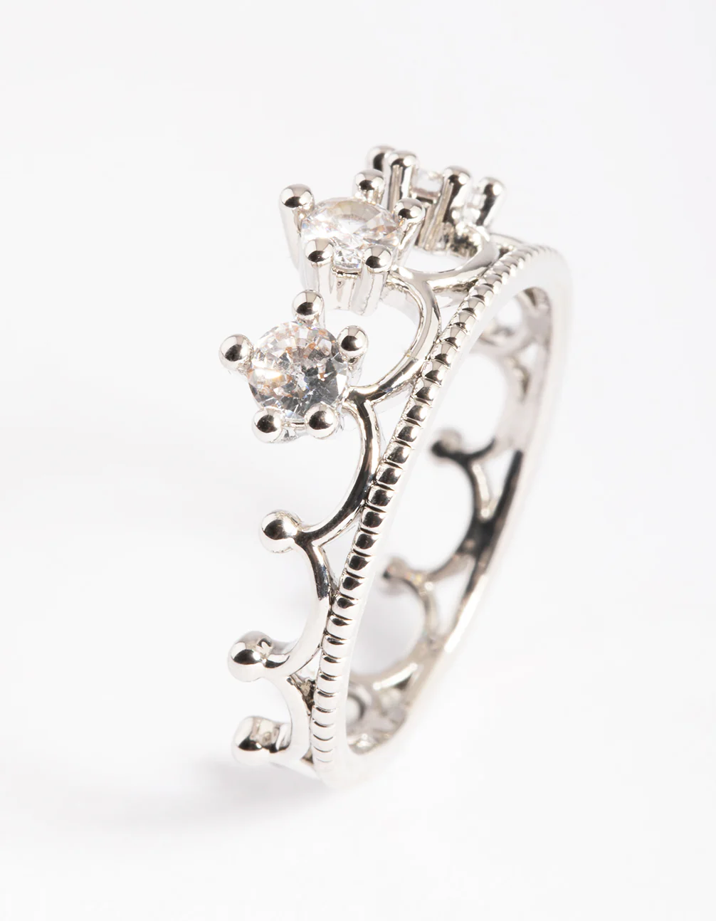 Silver Cubic Zirconia Crown Ring - Image 3