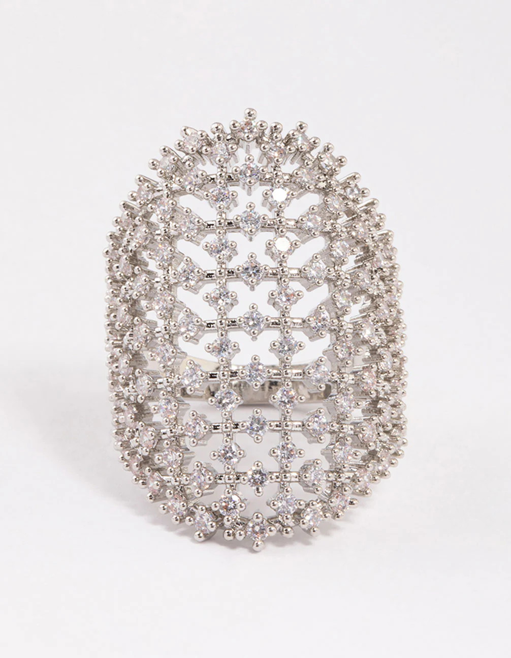 Silver Cubic Zirconia Shield Ring - Image 3