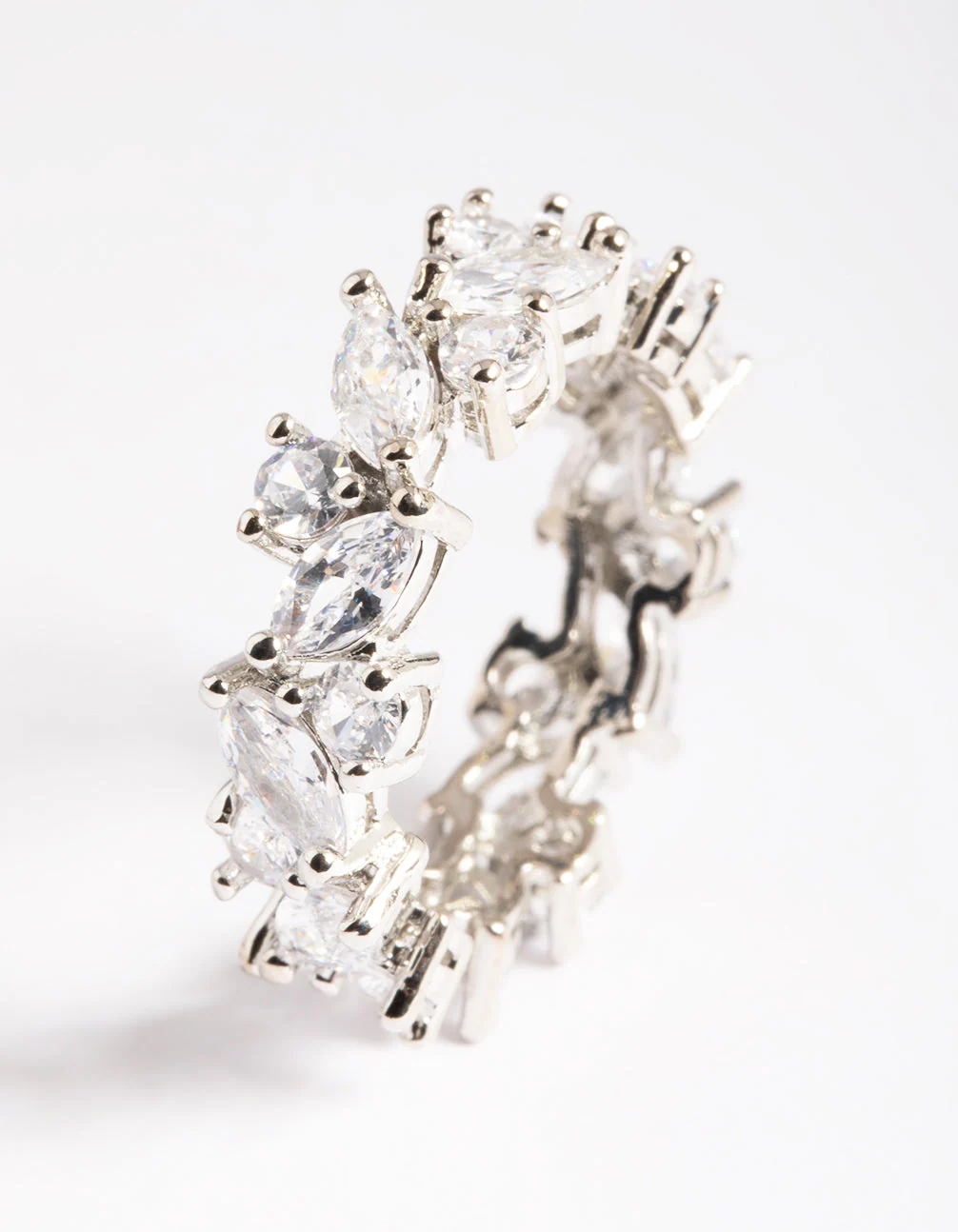 Rhodium Cubic Zirconia Vine Band Ring - Image 3