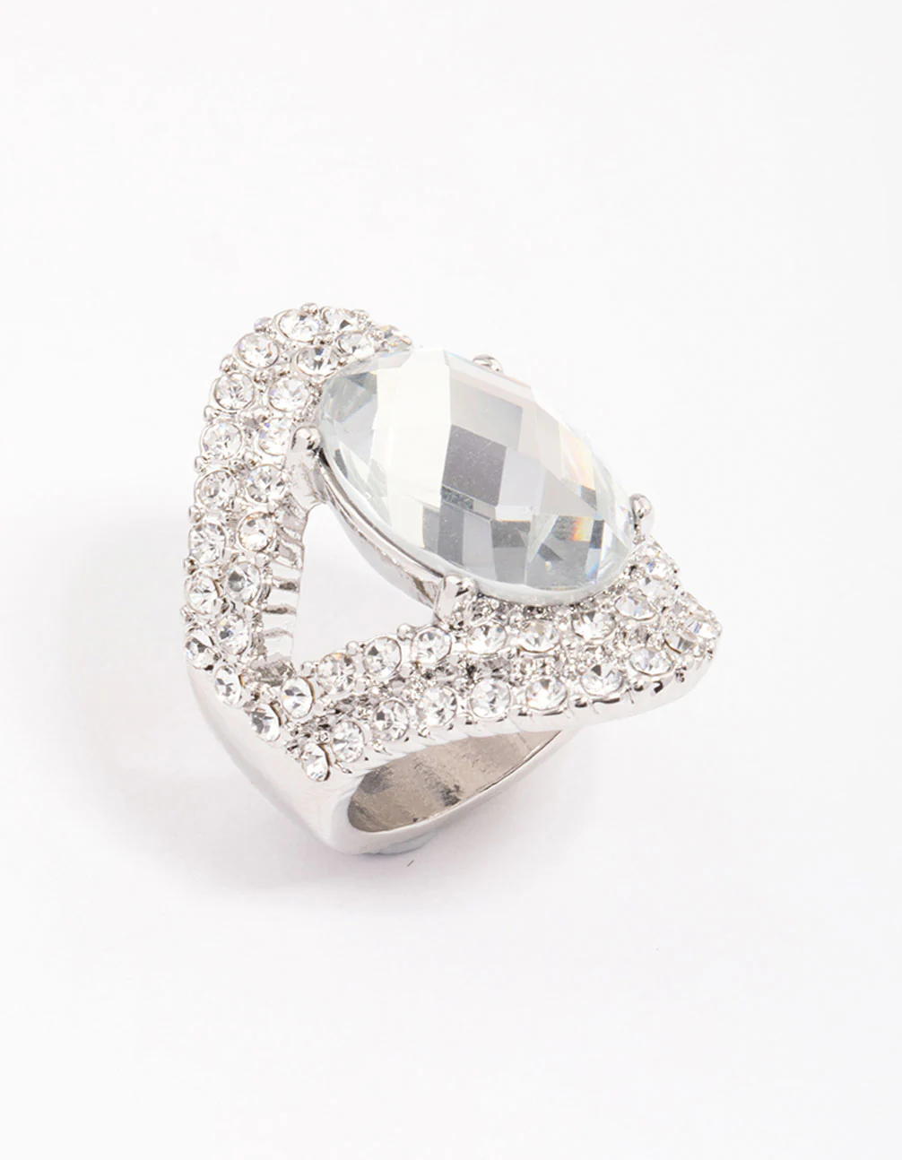 Silver Elegant Oval Statement Ring - Image 2