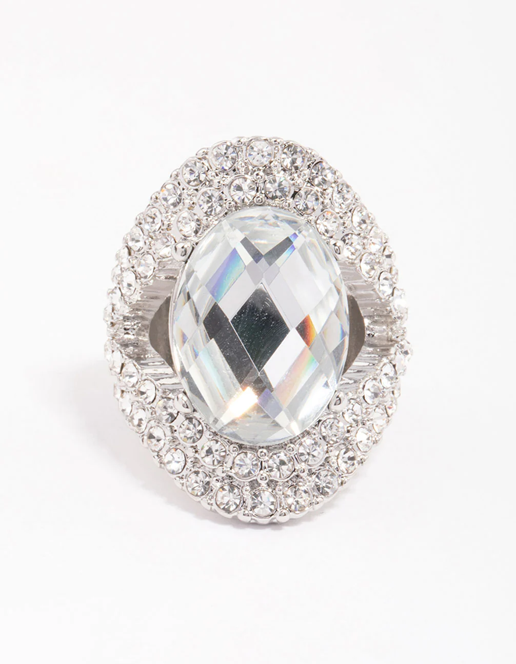 Silver Elegant Oval Statement Ring - Image 3