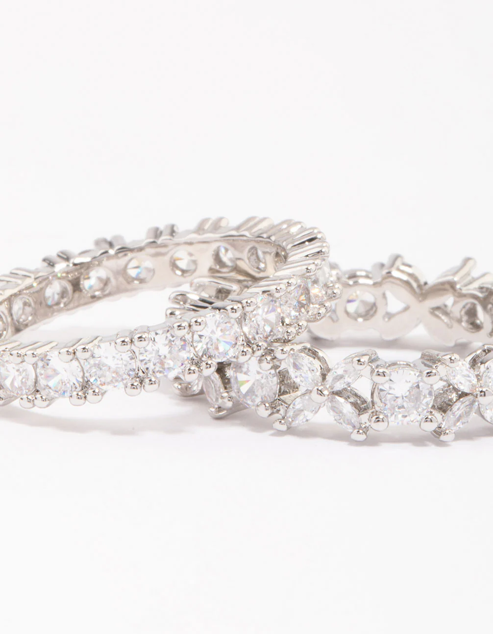Silver Flower Double Band Stack Ring - Image 3