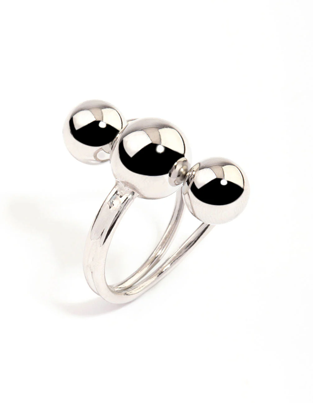 Rhodium Plated Ball Ring - Image 2
