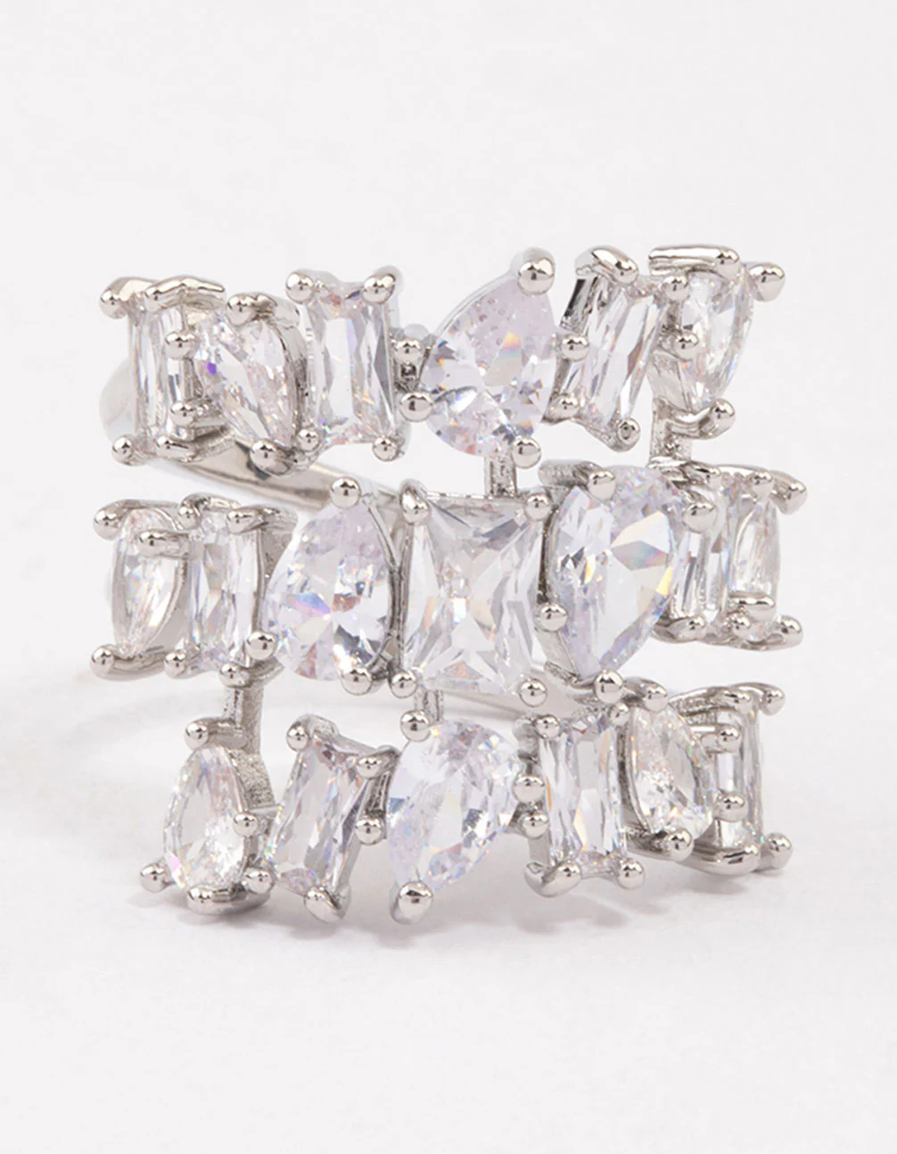 Silver Multi Stone Cubic Zirconia Wrapped Ring - Image 3