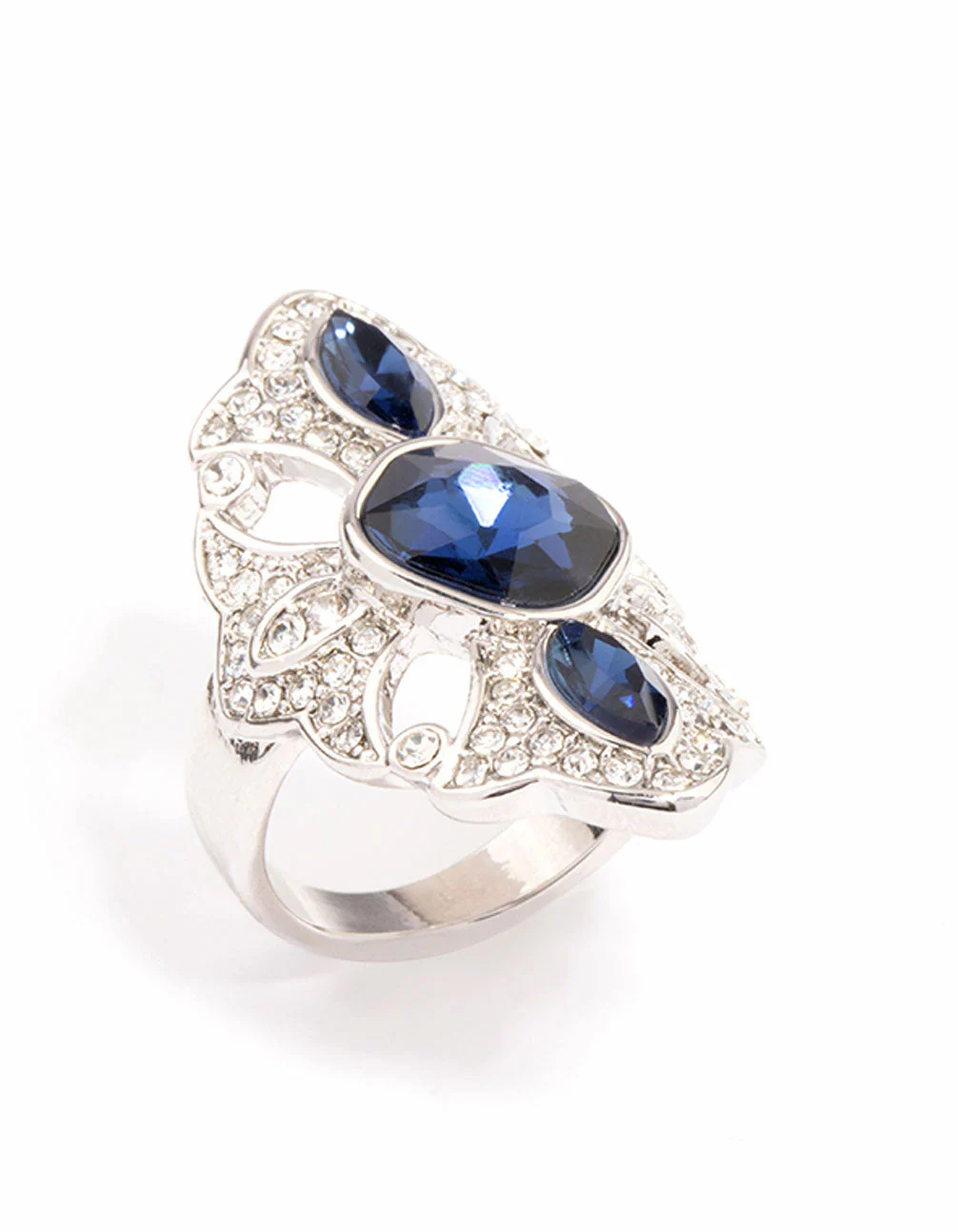 Rhodium Regal Elongated Ring - Image 2