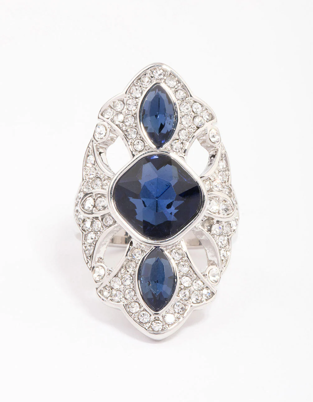 Rhodium Regal Elongated Ring - Image 3