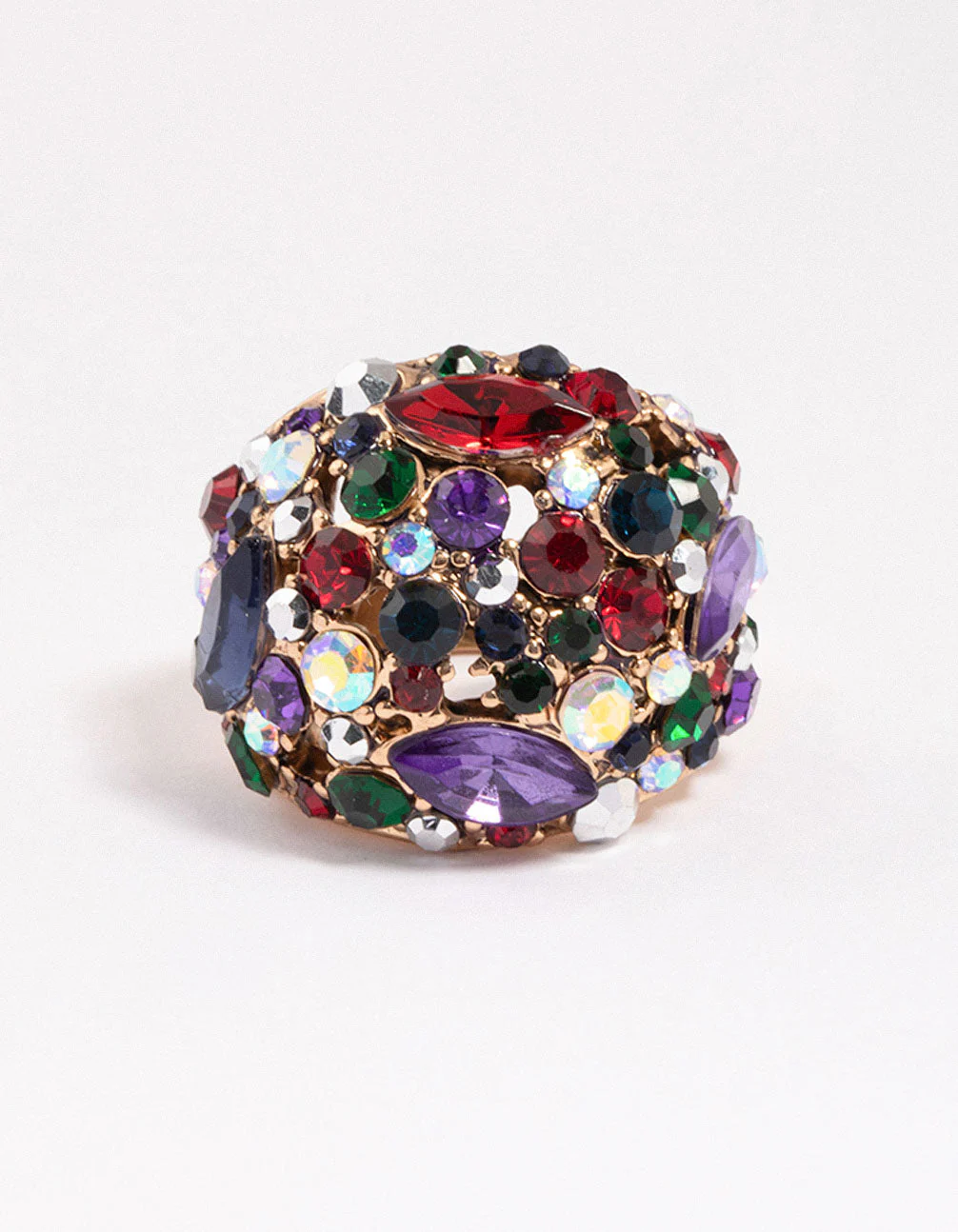 Gold Cluster Diamante Dome Ring - Image 3