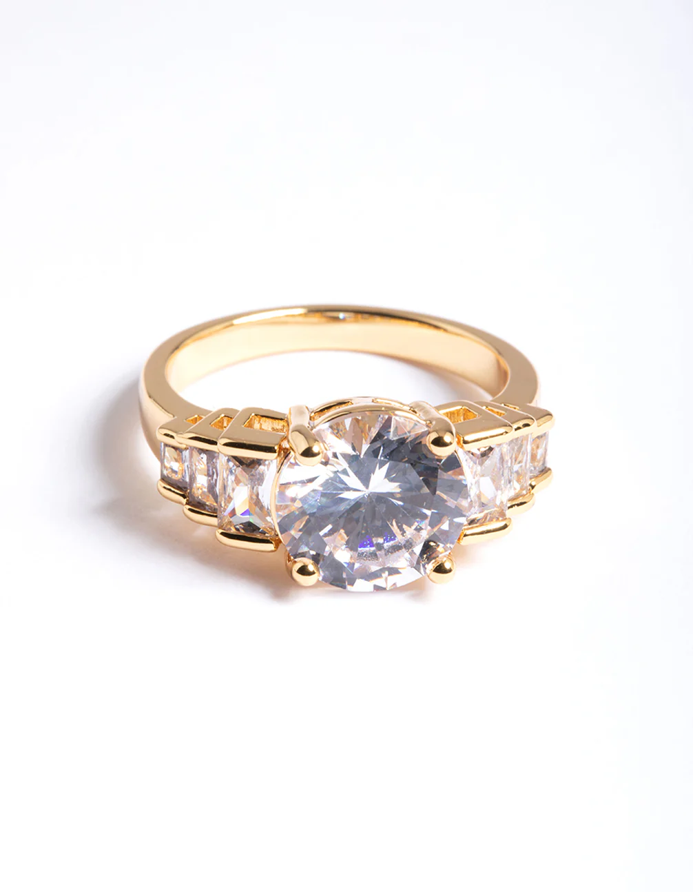 Gold Plated Cubic Zirconia Large Solitare Ring - Image 2