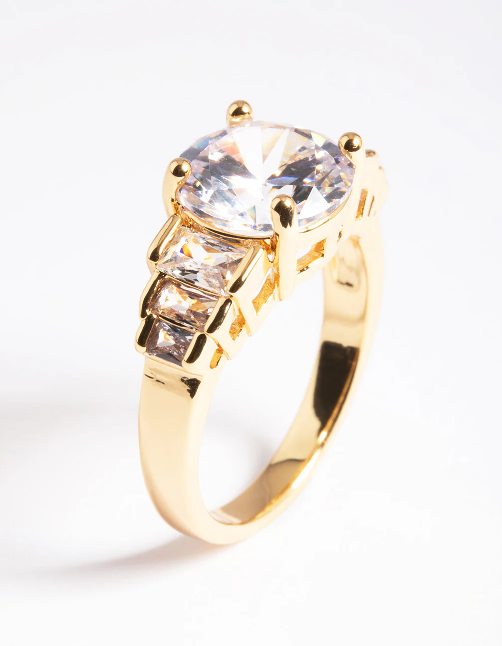 Gold Plated Cubic Zirconia Large Solitare Ring - Image 3