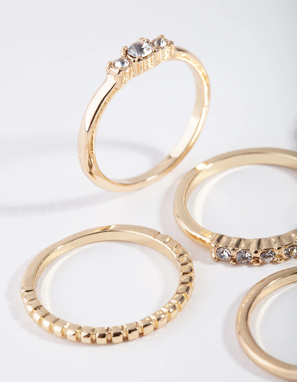 Gold Diamante & Chain Ring 5-Pack - Image 2