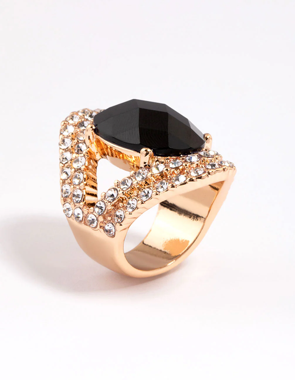 Black Elegant Oval Statement Ring - Image 2