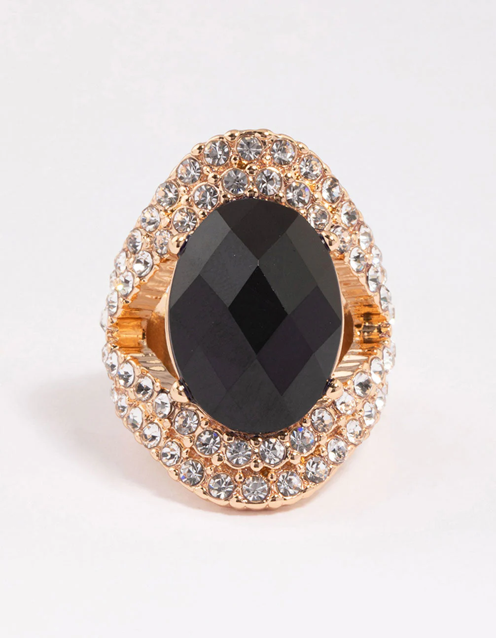 Black Elegant Oval Statement Ring - Image 3