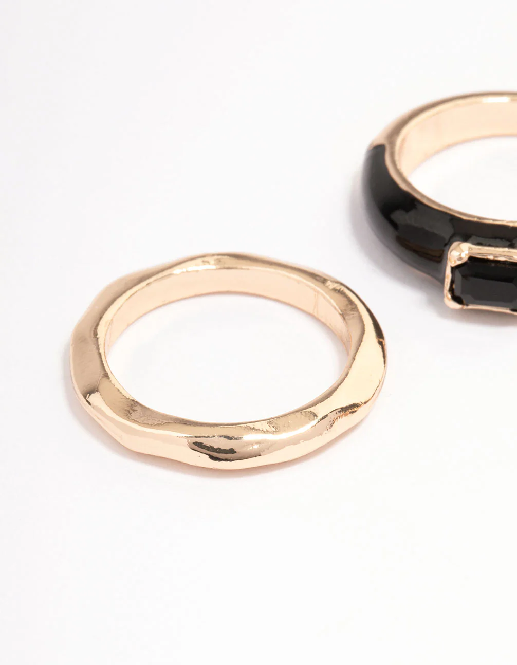 Black Enamel Rectangle Triple Stack Ring - Image 3