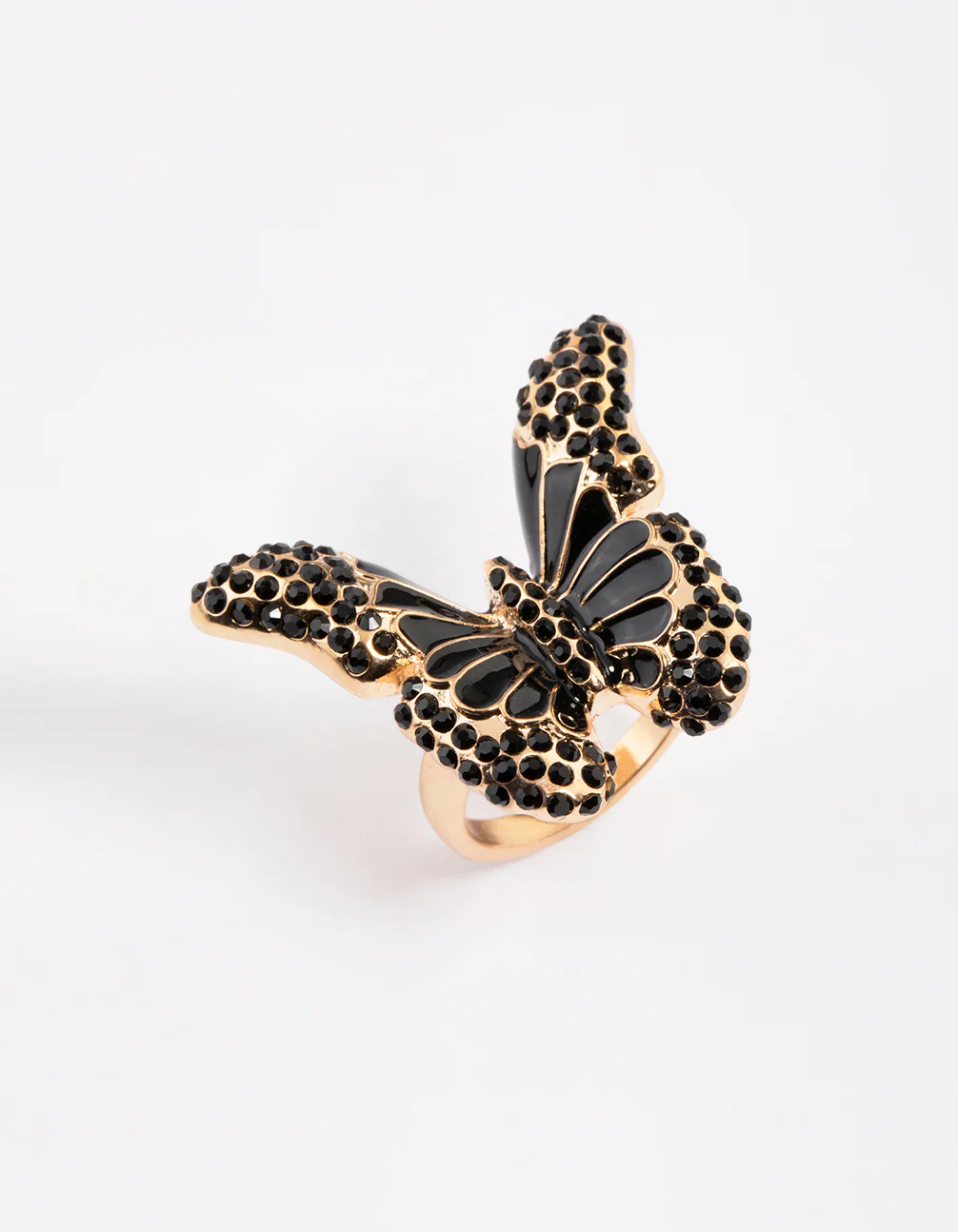 Black Grand Butterfly Cocktail Ring - Image 2