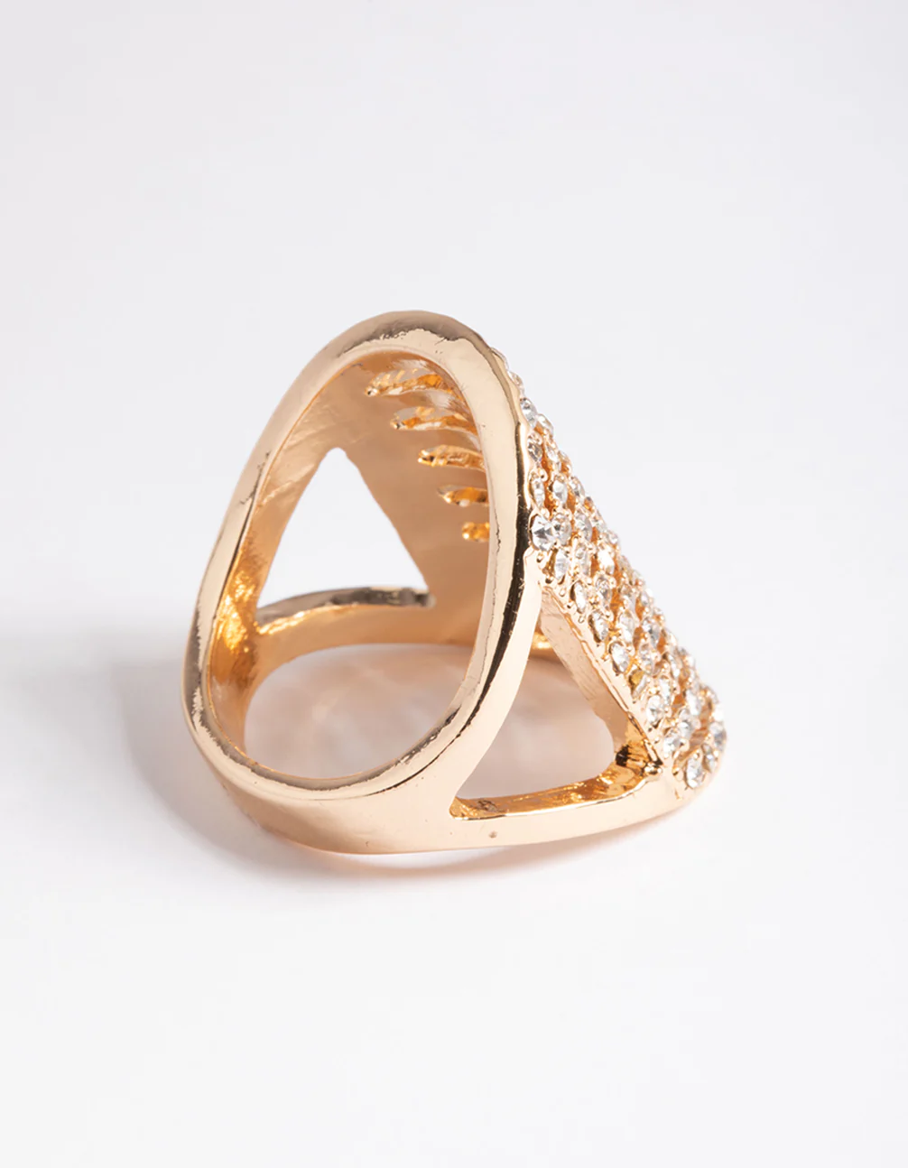Gold Multi Diamante Cocktail Ring - Image 3